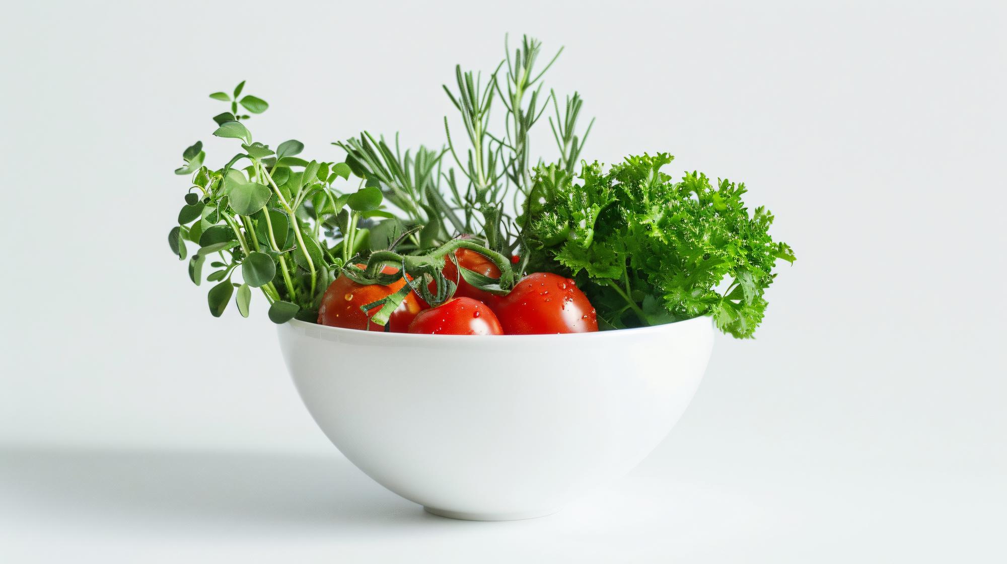 bowl of vibrant salad with herbs