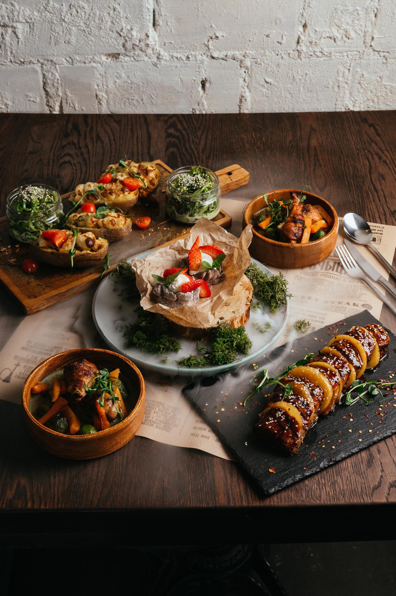 selection of prepared dishes on table